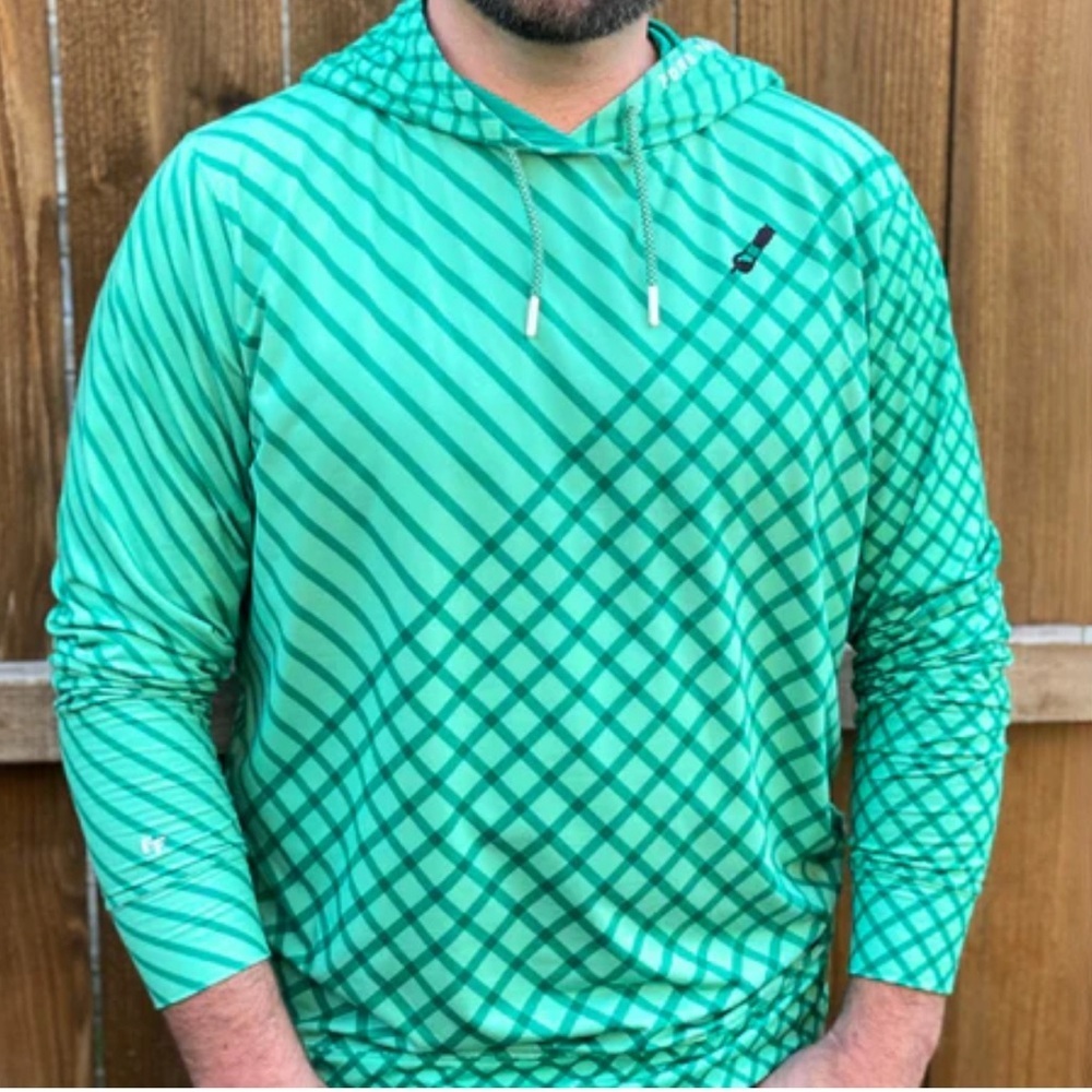 Fore Fathers Turf Tamer Hoodie Men’s size Medium Green Performance Golf Stretch - Picture 1 of 9